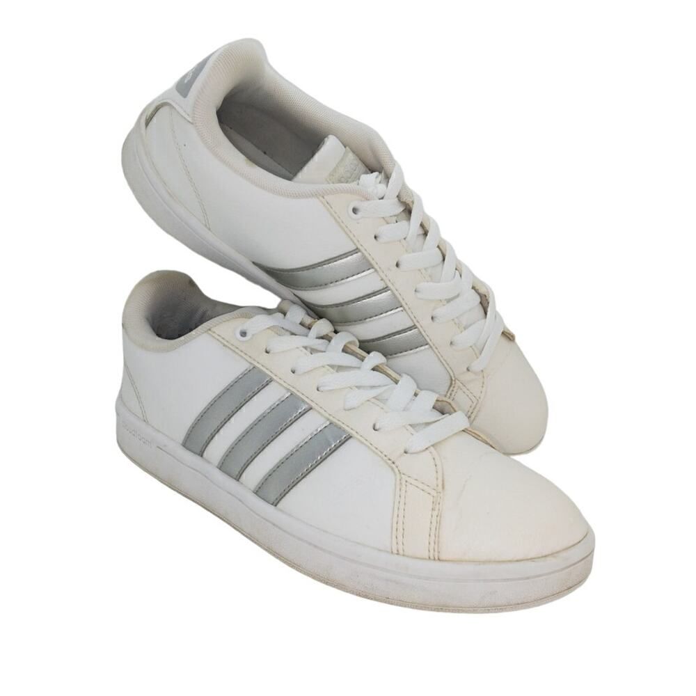 Adidas Cloudfoam Advantage Womens Pre-owned White/Silver Sneakers - sz. 9